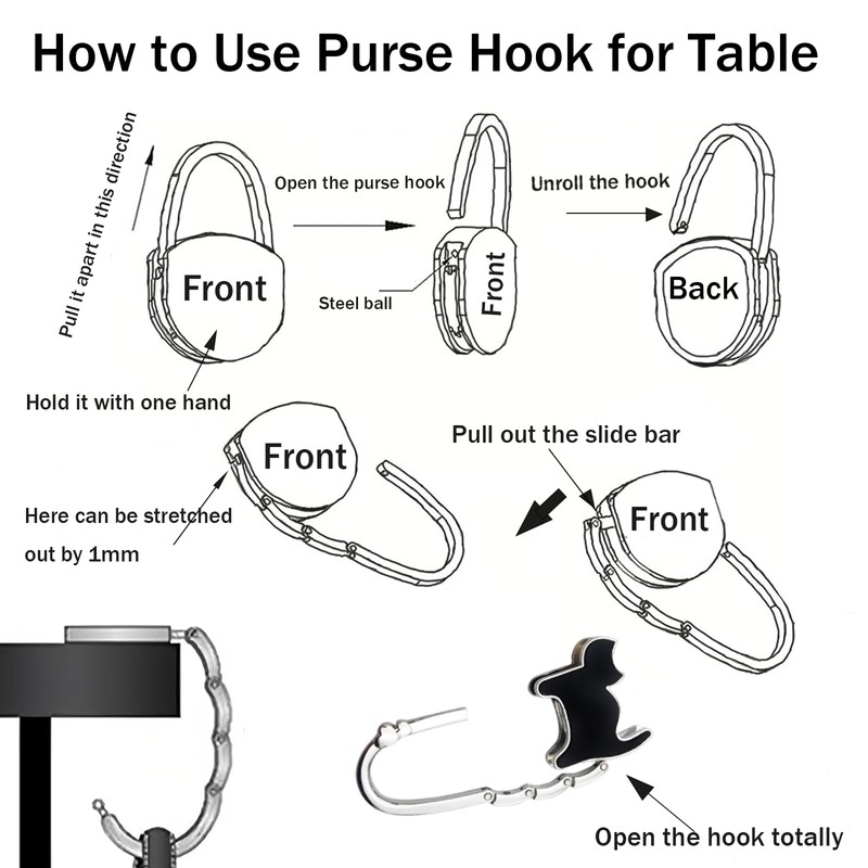 KUNHEHO Purse Hook for Table Butterfly and Cat Design Foldable