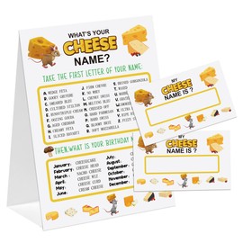 Cheese Theme What's You Cheese Name Game, Baby Shower Game Stickers, Birthday Game, Party Decoration, Activity Game for Office or Class, Package Contains 1 Sign and 30 Name Stickers(wyn14)