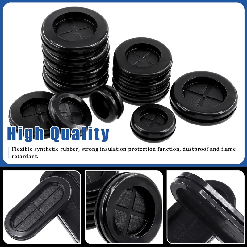 Glarks 43Pcs 10 Size Oval and Round Rubber Grommets Set,