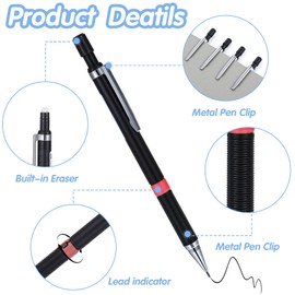 Yuanchu Mechanical Pencil Set, 0.3/0.5/0.7/0.9 mm Lead Pencil, 48 Pieces, Pencil Leads HB Interchangeable Refills, 2 Erasers for Students, Writing, Drawing, Sketching, Office Accessories