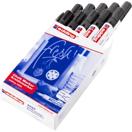 edding 4095 chalk marker - black - 10 chalk pens - round tip 2-3 mm - medium-tipped wet wipe pen for chalkboards, windows, glass, mirrors - liquid chalk marker pens for opaque coverage