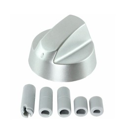 6x Oven Cooker Hob Control Silver Knob Switch + 5 Adaptor Kit For Flavel (Pack Of 6)