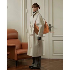 Woven Tote Bag for Fashion Women, Vegan Leather Handbag Handmade Large Capacity Travel Shoulder Bag with Fashion Purse, Brown