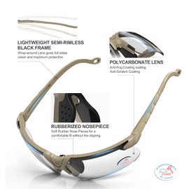 xaegistac - anteojos de disparo con funda antivaho para caza para hombres y mujeres (lente transparente, marco caqui)