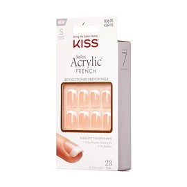 KISS Salon Acrylic French French Manicure Fake Nails Kit - Bonjour, Short - Acrylic Infused Technology, Strong, Professional, Salon Quality, Flawless 