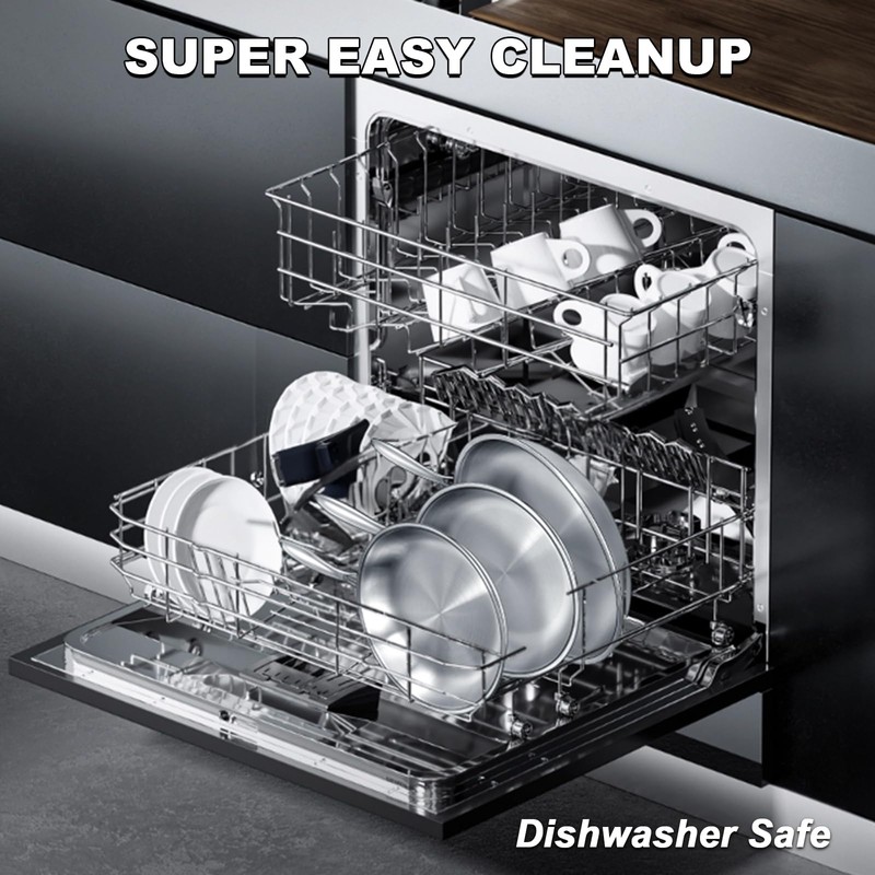 EWFEN Tri-Ply Stainless Steel Frying Pans Set, 8”/10”/12” Cooking pans,