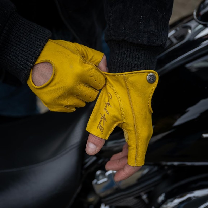 Mycl Turell Easy Rider Half Fingers Leather Motorcycle Gloves Men's