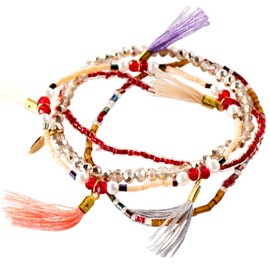 L by the 582 Tassel & Beads 5 Strands Elastomer Bracelet Mix Beads Breath Antique Handmade Women's Accessories, Beads