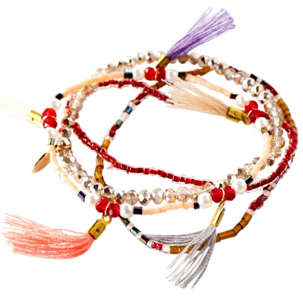 L by the 582 Tassel & Beads 5 Strands Elastomer