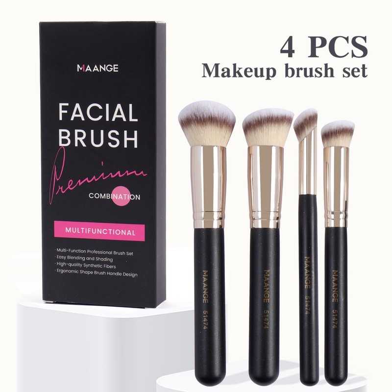 MAANGE Set de Brochas de Maquillaje 4 Piezas Brochas de