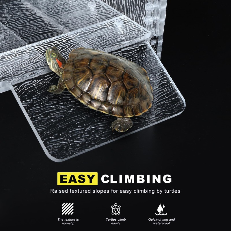 SIKGFPN Adjustable Turtle Basking Platform, 16-19 Inch Wide, Slip-Resistant Ramp,
