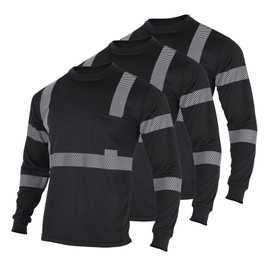FONIRRA 3 Pack Safety Reflective High Visibility Shirts for Men ANSI Class 3 Hi Vis Long Sleeve Construction Work T-Shirts