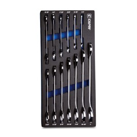Capri Tools Angle Open End Wrench Set, 30° and 60° angles, 1/4 to 1 in. SAE, 13-Piece with Mechanic' Tray