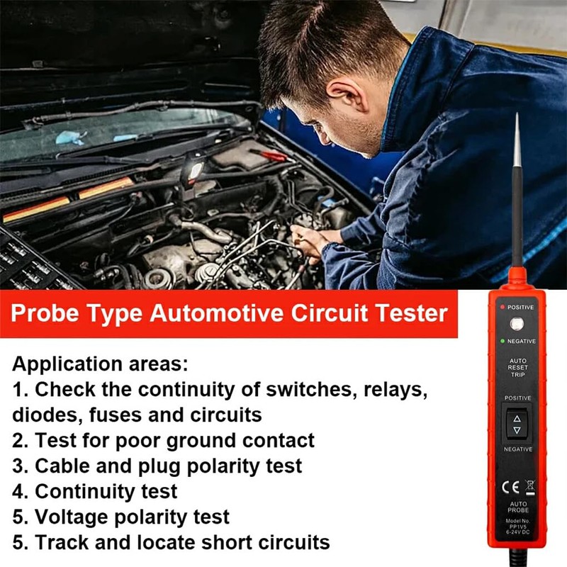 Power Circuit Probe Tester 6-24V DC Automotive Test Pen with