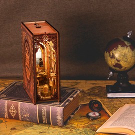 Fsolis DIY Book Nook Kit, DIY Miniature Dolls House,Kit Booknook with LED Light, Kit Book Nook 3D Wooden Puzzle for Adults and Teen,A great gift for the love of the sea(Sailing Memory)