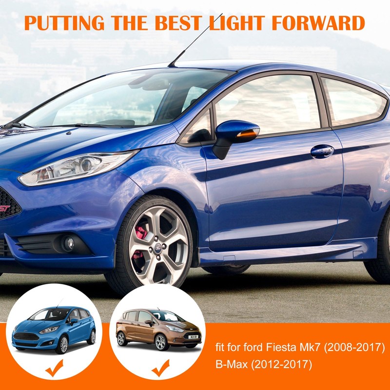 doiplent [2pcs] Side Mirror Turn Signal Lights for Ford Fiesta