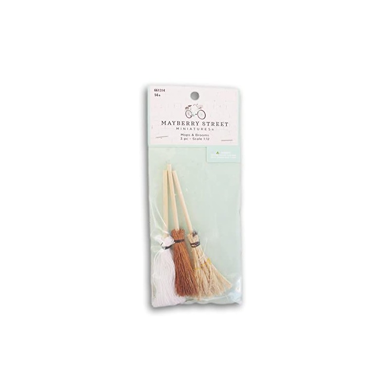Dollhouse and Craft Miniatures - Mop and Brooms - 3