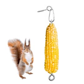 Hanging Squirrel Feeder Outside Corn Cobs Holder for Squirrels Chipmunk Funny Toy (Stainless Steel C)