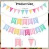 Happy Birthday Banner with 24 Pennant Flags, Pre-Strung Reusable Imitated