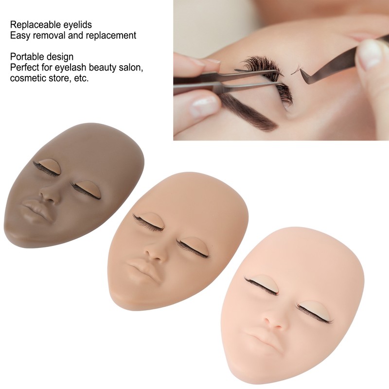3pcs Eyelash Mannequin Head Lash Extension Training Practice Head with