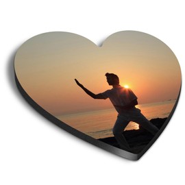 1x Heart MDF Magnet 6cm - Beach Thai Chi Calm Meditation - Fridge Locker Office Whiteboard Toolbox #50205