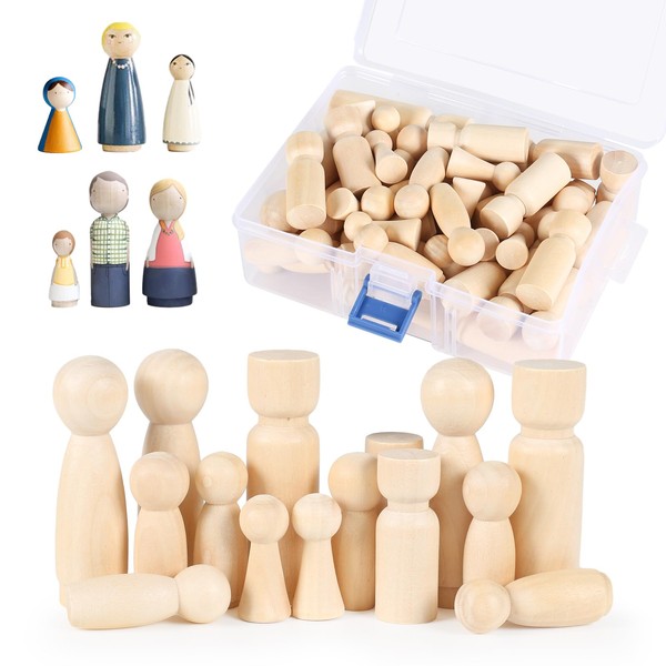 HULAGU Pack of 50 Wooden Figures for Painting, Natural Wooden Figure Cones for Crafts, Wooden Figures for DIY, Christmas, Wedding, Birthday Decoration