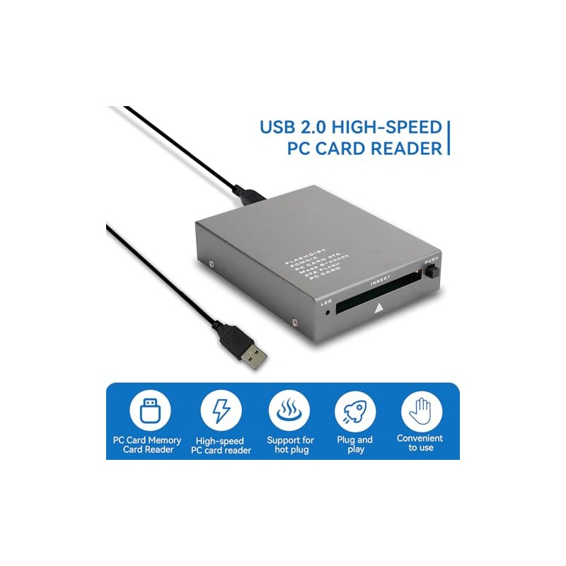 Lector de tarjetas USB 2.0 PCMCIA, interfaz USB2.0 a tarjetas