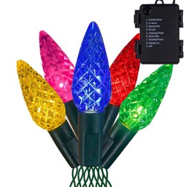 FUNPENY C6 Christmas String Lights, 50 LED 17ft Fairy String Lights with 8 Modes Battery Operated, Patio Christmas Party Xmas Tree Wedding Holiday Decoration, Multicolor (Battery Not Include)