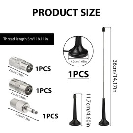 AQTAQ Telescopic FM Antenna Magnetic Base FM Radio Antenna for Pioneer Yamaha Marantz Sherwood Indoor FM Radio Bluetooth Portable Radio Tuner Stereo Receiver AV Receiver Stereo Amplifier HiFi Receiver