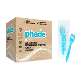 phade 100% Compostable Forks – BPI Certified Wrapped Cutlery in Compostable Packaging, 350 Bulk Count, 6.5 Inch Sustainable Disposable Utensils for Events, Takeout, Home – Made in USA