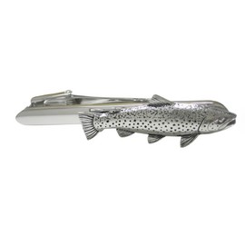 Silver Toned Trout Fish Tie Clip