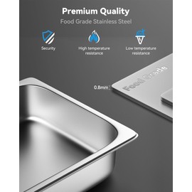 ZeroPone 4 Pack Hotel Pans with Lids, 1/2 Size 4" Deep Steam Table Pans, Stainless Steel Food Pans 22 Gauge Anti Jam 12.8" L x 10.4" W Commercial Food Storage Containers