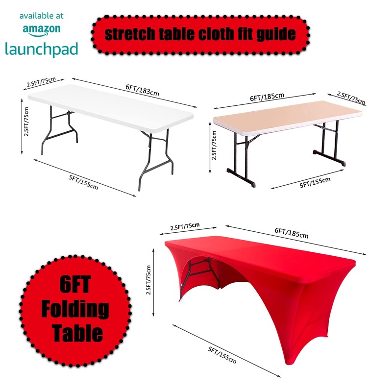 Dololoo Stretchable Tablecloths 6ft for Rectangle Tables with Open Back,