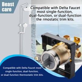 2Pcs R10000-UNBXHF Shower Valve Brass Body, Compatible with Delta 13/14/17 or 17T Series, Fits Faucet Most Single-Function, Dual-Function, or Dual-Function Thermostatic Trim Kits.