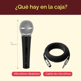 Pyle PDMIC59 - Micrófono vocal dinámico profesional, micrófono de mano dinámico cardioide unidireccional con interruptor de encendido/apagado, incluye