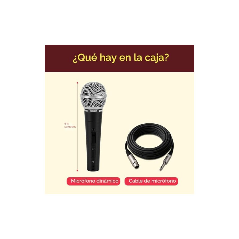 Pyle PDMIC59 - Micrófono vocal dinámico profesional, micrófono de mano