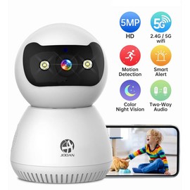 JOOAN 【JOOAN 5MP HD AI Smart Home Security Camera - 360° PTZ】Supports dual-band 5G/2.4G WiFi for home/outdoor/pet motion detection and audio alerts, color night vision, remote monitoring, two-way audio, mobile app control