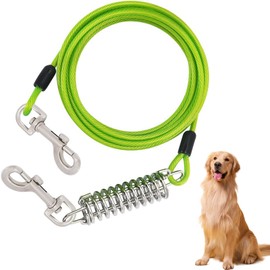 Amexo Tie-Out Leads for Dogs, 3 m Yard Lead for Dogs with Shock-Absorbing, Bite Resistant Dog Lead for Medium and Large Dogs, Tie Out Cables Leads for Camping, Park, Outdoors, Running
