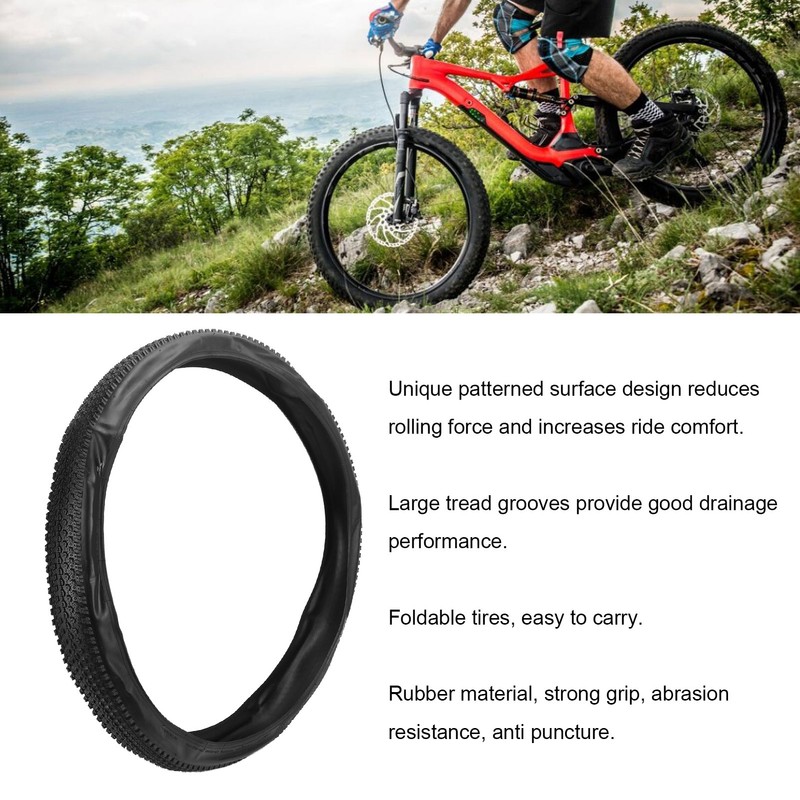 Bike Outer Tire Foldable 27.5x2.1 Tread Surface Rubber Bicycle Outer