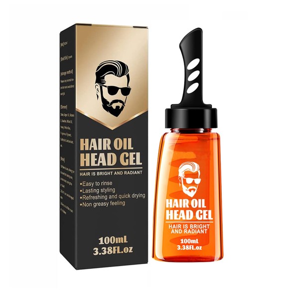 Grospe Men Hair Styling Gel with Comb,2-in-1 Men Hair Styling Gel,Men's Hair Wax Comb Long Lasting Men'S Hair Styling Gel Tool Fast Build Hair Salon Styling Gel（1 PACK）