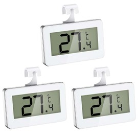 Pack of 3 Fridge Thermometers, Digital Fridge Thermometer with Easy-to-Read LCD Display, Fridge Thermostat for Freezer with Frost Alarm, Freezer Thermometer for Home, Kitchen