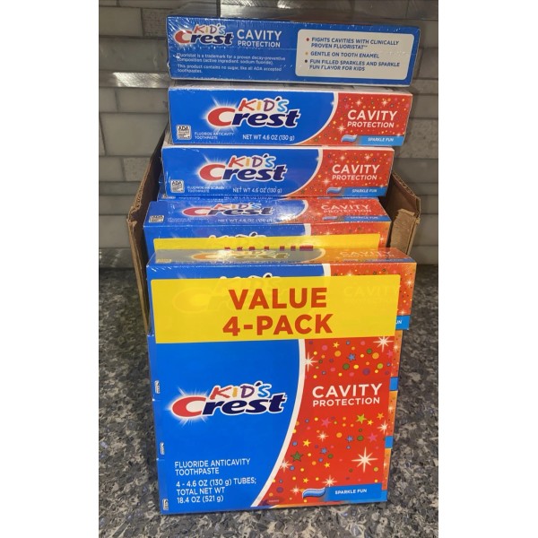 Crest Kids Toothpaste Sparkle Fun 4.6 oz 4 pack Cavity