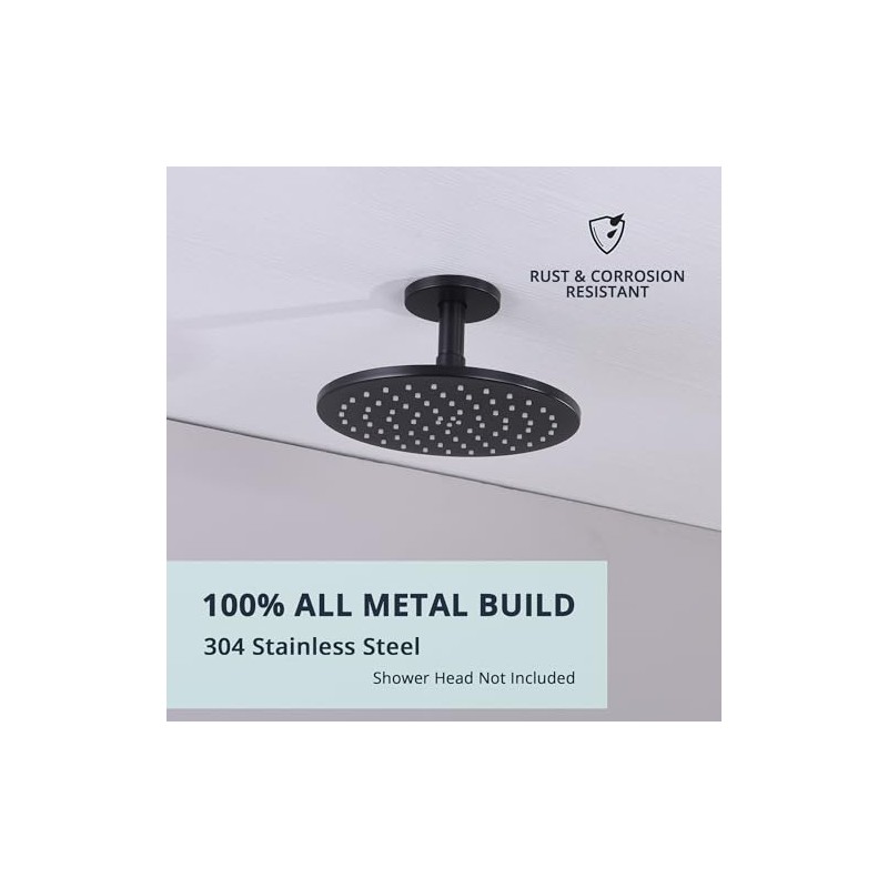 Straight Shower Arm with Flange, Ceiling Mount 3" Rainfall Shower