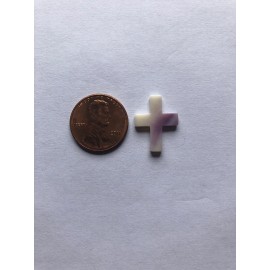 Wampum World undrilled Wampum Quahog cross 18x14mm. Pale Color.