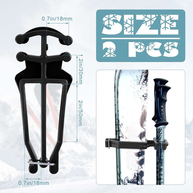 Cross Country Skis and Poles Holder, Universal Ski Pole Clips