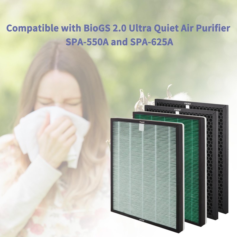 Popurure SPA-550A Filter Replacement Compatible With Rabbit Air BioGS 2.0