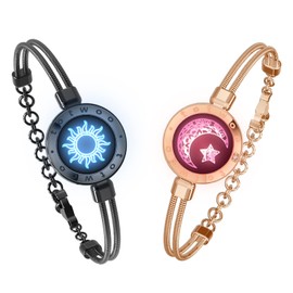 TOTWOO Long Distance Touch Bracelets for Couples, Light Up and Vibration Couples Smart Love Bracelet Long Distance Relationship Gifts by Bluetooth Pairing Jewelry