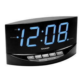 SHARP Easy to See Alarm Clock with Jumbo 2” Numbers - Bright Blue LED Display - Easy Set-up & Simple to Use –See from Across The Room! - High/Low Alarm Volume