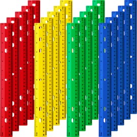 Chuangdi 20 Pieces 12 Inch Rulers Bulk Plastic Colorful Rulers for Kids Student Classroom School Office (Colorful,6 Hole)