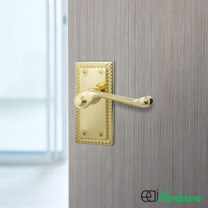 EAI Polished Brass Georgian Scroll Door Handles - 1 Pair